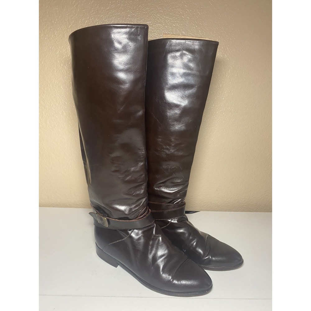 Charles David Dark Brown Knee-High Leather Heeled Boots